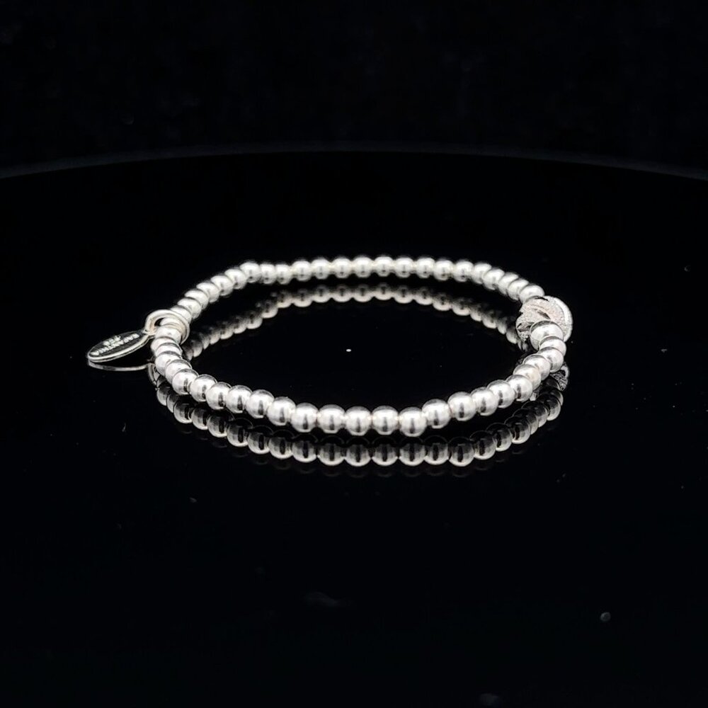925 Sterling Silver Beaded Stretch Stacking Bracelet Minimalist - Picture 5 of 6